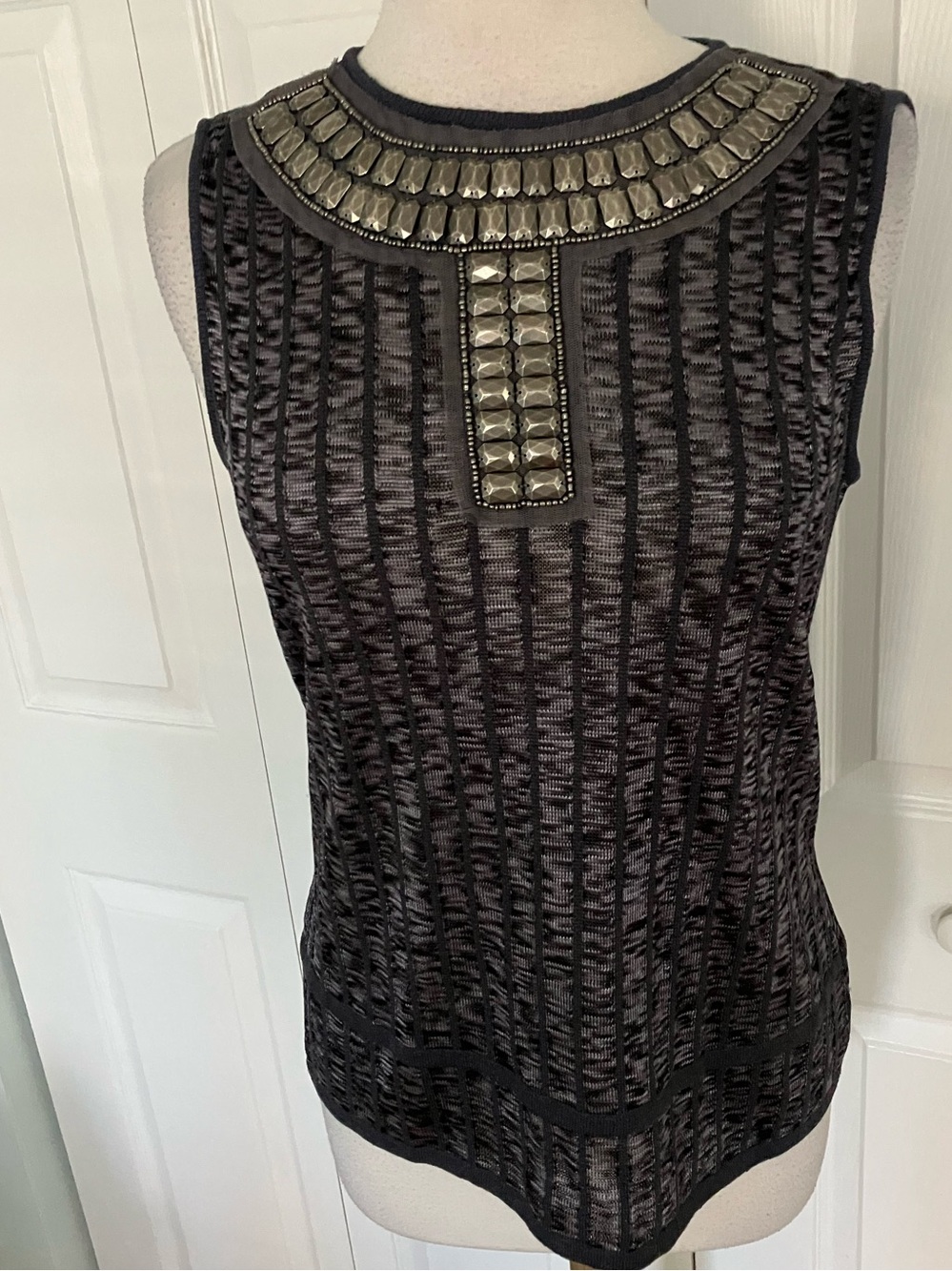SoCa by St. John Knit Embellished Tank Top Sleeveless Small